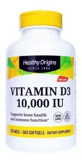 Vitamina D3 10.000ui Healthy Origins 360 Cápsulas Original