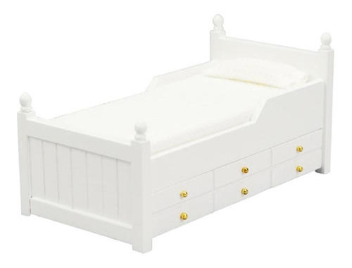 1/12 Muebles En Miniatura Juguetes Cama Individual Con