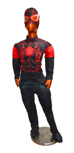 Disfraz Spiderman Negro Músculos Halloween Gama Alta