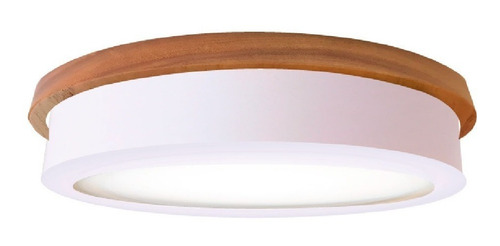 Plafon Pipe Grande Madera Led Ø35cm Living Cocina Buena Luz