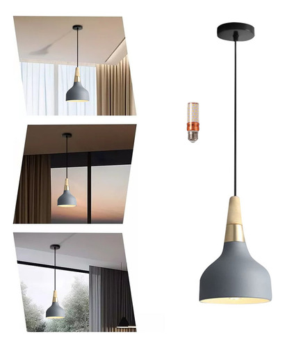 Lámpara Colgante Decorativa Moderna Ajustable Con Bombillas Color Gris Banna LI-LAMP-1P