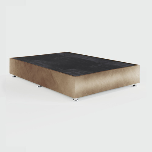 Box Cama Queen Size Tapiz Color Terciopelo Capuchino