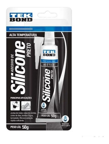 Silicone Acetico Preto Alta Temp 50g Tekbond 22024001202