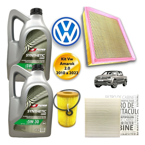 Kit Service Amarok 2.0 2010 A 2022 Aceite 5w30 8l + Filtros