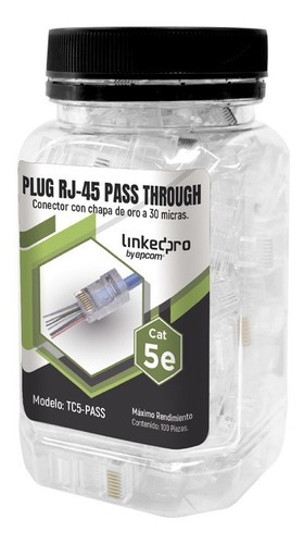 Linkedpro Tc5-pass Bote 100 Piezas Plug Rj45 Cat5e Sin Blind