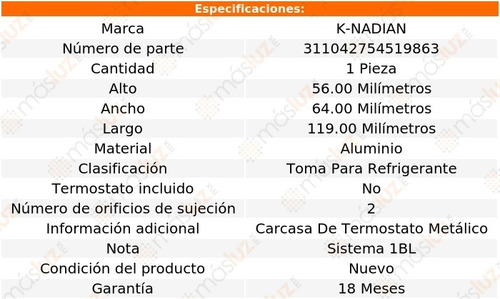 Toma De Refrigerante Aluminio 2 Pernos Jimmy L6 4.1l 70/78