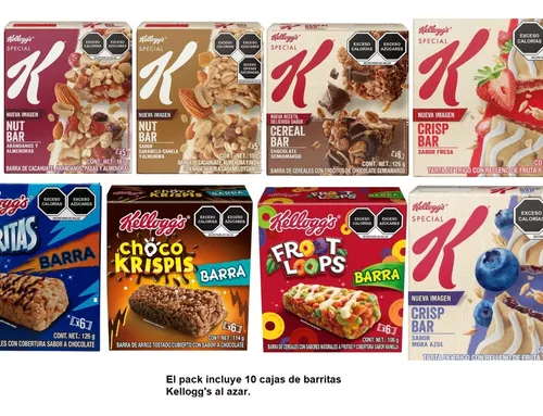 Superpack Barras Cereales Kellogg's Incluye 10 Cajas Surtido