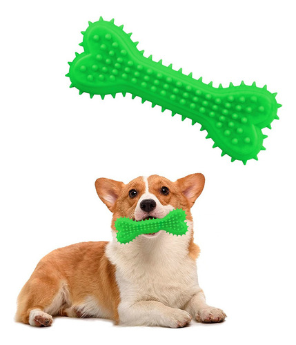 Juguete De Hule Para Perro En Forma De Hueso Texturizado Color Verde