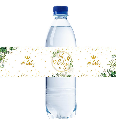 32 Etiquetas Para Botellas De Agua Greenery Oh Baby, Envolto