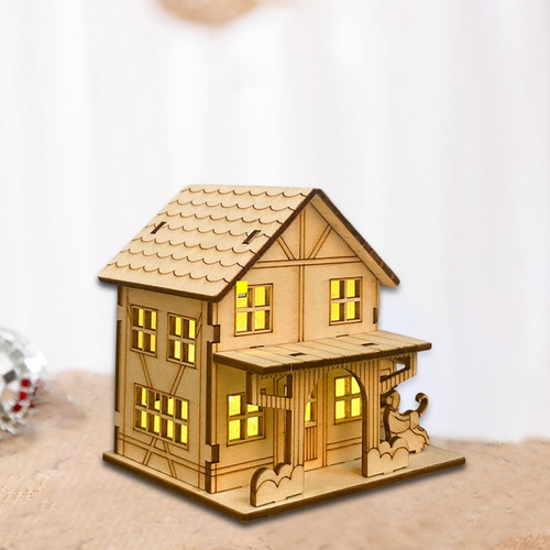 Escultura De Casa De Madera Sin Estilo B 9.8x7.5x9.3cm