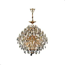 Comprar Lustre de Cristal Pendente de Teto ou Sobrepor de Cristal para sala quarto cozinha Sala de estar jantar Pinho Dourado Bivolt 110v 220v 6 lâmpadas E14 Sofisticado Moderno Luxo