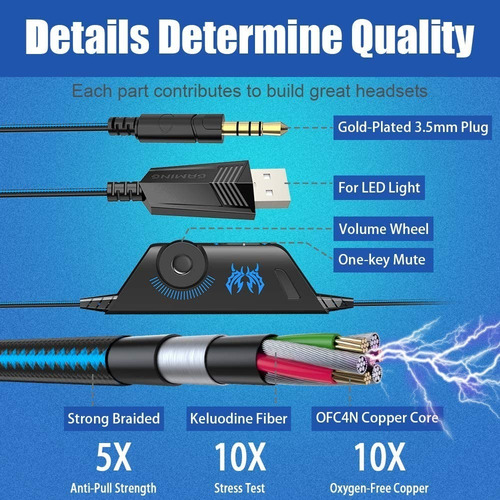 Audífono Gamer Led Con Micrófono Para Celular Pc Ps3 Ps4