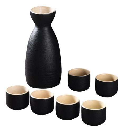 Juego De Tazas De Sake De Cerámica, Juego De Bebidas Negro