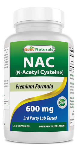 Nac N-acetil-cisteina 600mg Antioxidante Pulmonar 250 Cap