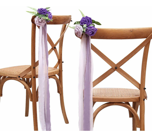 Dreambuilt Juego 12 Decoracion Para Silla Boda Flor Morada