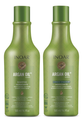 Inoar Argan Oil Shampoo + Condicionador 500ml+ 2 Óleo 7ml