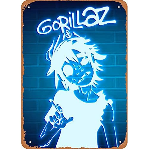 Póster De Metal Music Gorillaz Neon 3, 8 Pulgadas X 12...