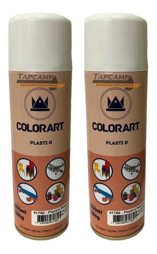 02 Tinta Branco Brilho Plasti K Spray Para Plástico Colorart
