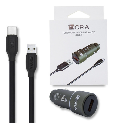 Turbo Cargador Para Auto Usb-tipo C Carga Rápida 3.0a 1hora