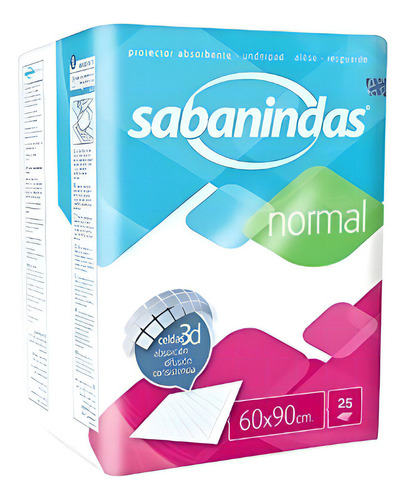 Protector de cama absorbente descartable Sabaninas normal 60X90 25 unidades