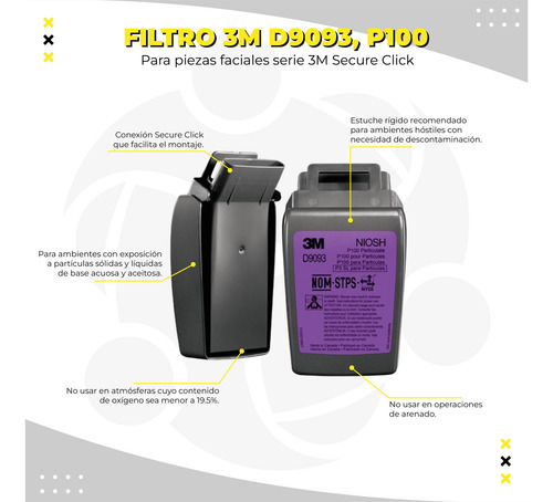 Filtro De Partículas D9093 P100 Secure Click 3m
