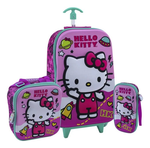 Maleta Eva 3d Full Hello Kitty Tamaño Oficio Scool