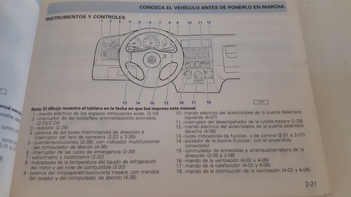 Manual De Usuario Guantera Vw Gol 1.8 2.0 Gti Y 2.0 16v (Usado)