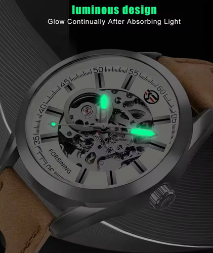 Reloj Mecánico Automático Forsining For19 Brown Black Marrón Negro Negro