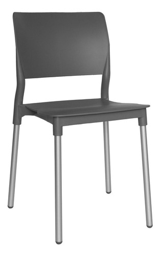 Set De 4 Sillas Apilables Para Comedor, Restaurante Y Exterior Diseño Moderno, Estructura De Aluminio Y Polipropileno Resistente A Uv, Fácil De Guardar Color Gris