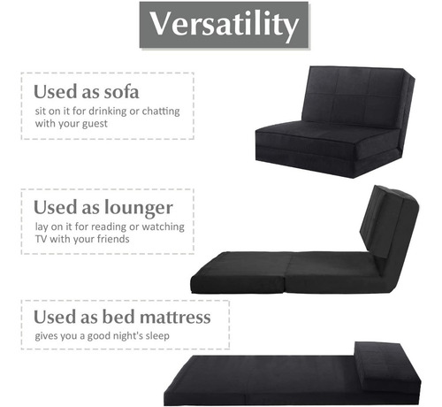 Sofa Cama Plegable Marca Giantex Color Negro