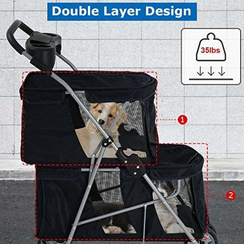 Imagen 5 de 10 de Carriola Doble Para Perros Y Gatos Pequeños Y Medianos