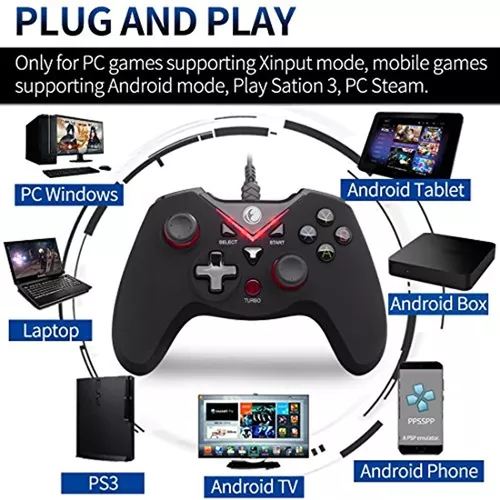 Mando inalámbrico USB para juegos para PC/ordenador portátil (Windows  XP/7/8/10) y PS3 y Android y Steam (azul) : : Videojuegos