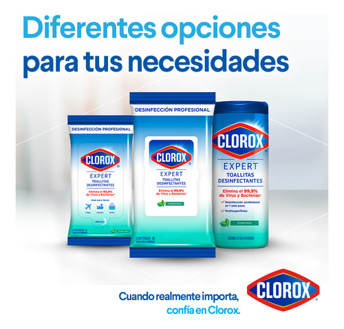 Pack12 Toallitas Desinfectantes Clorox Expert 15 Un