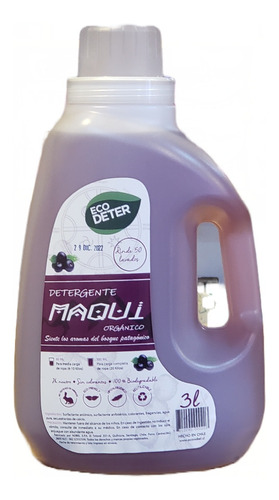 Detergente Orgánico /  Maqui / Hipoalergenico / 3 Litros
