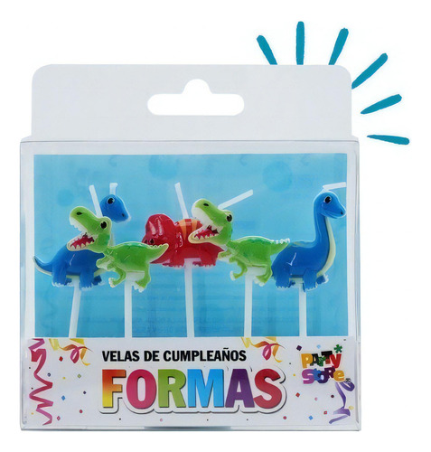 Velas De Dinosaurios Formas Set X 5 Velas Cumpleaños Niño