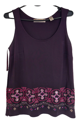 Remera Blusa Top Violeta Bordada Lentejuelas S Mujer Imp.usa