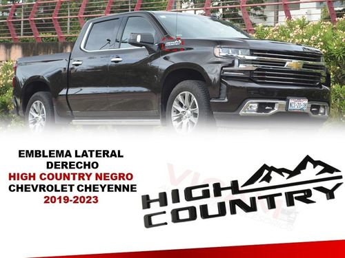 Emblema Derecho High Country Chevrolet Cheyenne 19-23 Negro
