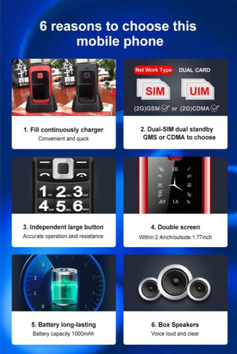 Teléfonos Móviles Plegables Para Personas Mayores .