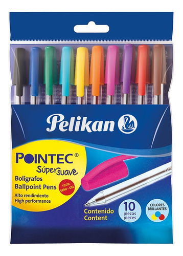 Boligrafo Pelikan Pointec 1 Mm X 10 Colores Surtidos