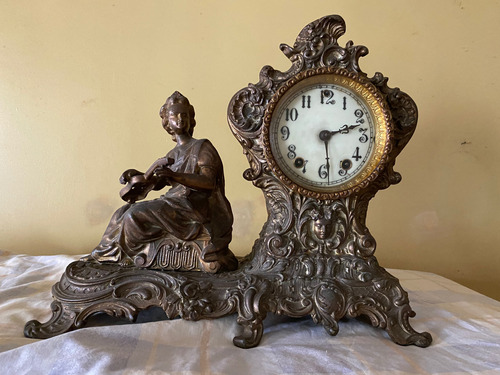Reloj De Mesa Decorativo Estilo Antiguo De Bronce Hermoso!