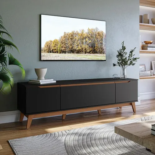 Rack Mueble de Tv Kappesberg 180cm Hasta 75 Pulgadas con 3 Puertas Color Negro