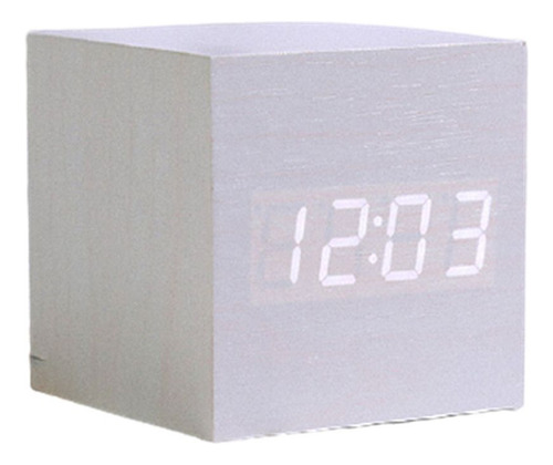 Reloj Despertador Cubemini De Escritorio De Madera, Cuadrado