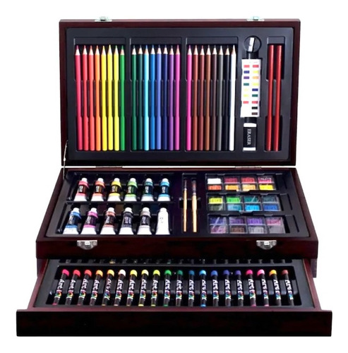 Set De Arte Art101 Platinum 132 Piezas Maletin De Madera