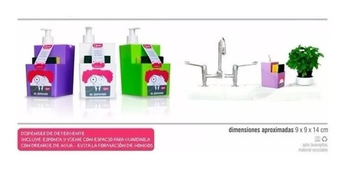 Sr Dispenser Detergente Esponja Original Diseño Quo Colores