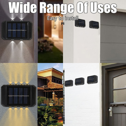 Lámpara Solar De Pared De 6 Led, Impermeable, Abs, Luz Solar
