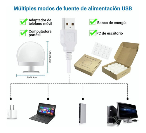 Focos Led Regulables Para Espejo De Tocador, 12 Bombillas