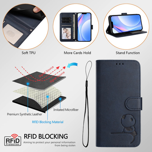 Funda Tipo Cartera Con Temática De Panda Para Cubot Note 40/p50/a10/a20/a30/max 5, Cierre Magnético, 3 Ranuras Para Tarjetas, A Prueba De Golpes