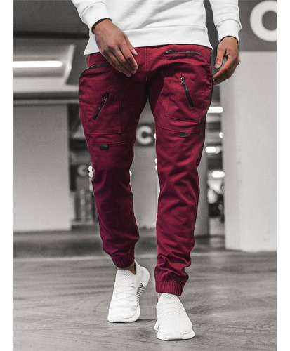 Hombre Cargo Bolsillo Pantalones Streetwear Joggers Hip  C