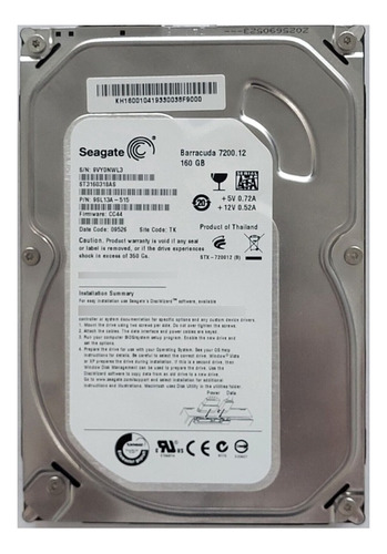 Disco Duro Sata Seagate Barracuda De 160gb