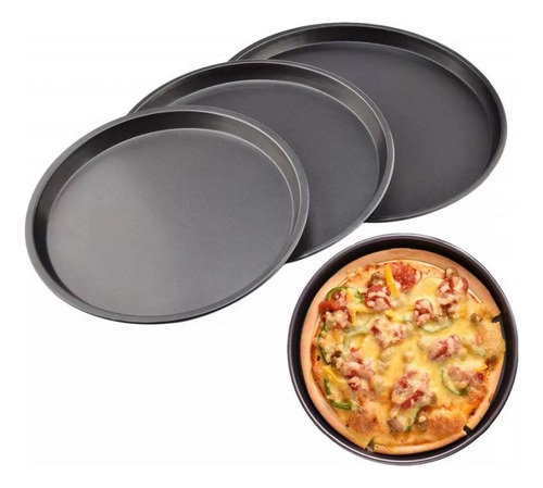 Set 6 Platos Charola Molde Para Hornear Pizza Antiadherente